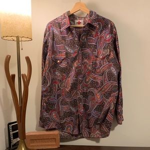 Paisley Western Style Snap Long-sleeve Shirt Sz XL